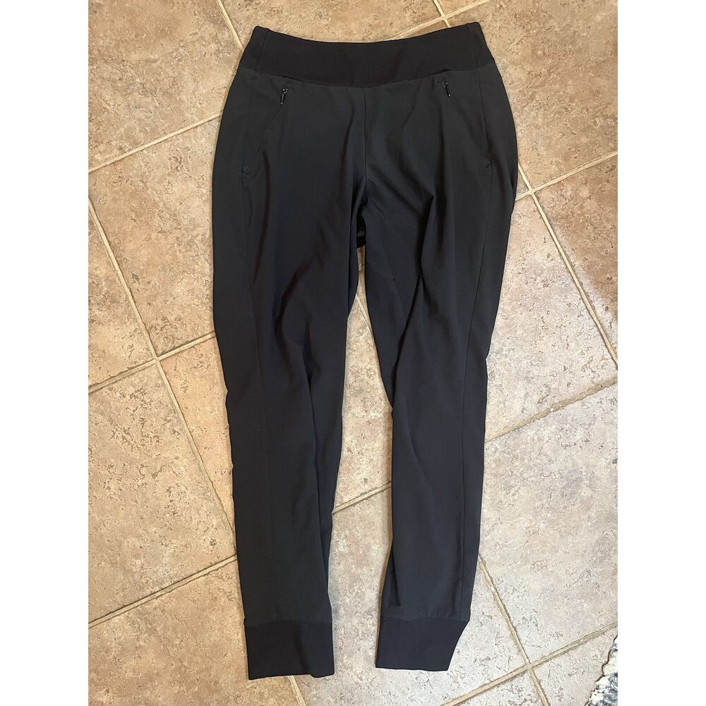 Athleta Soho 4 Pull On Jogger Black Pants Athleisure Zip Pockets Lightweight